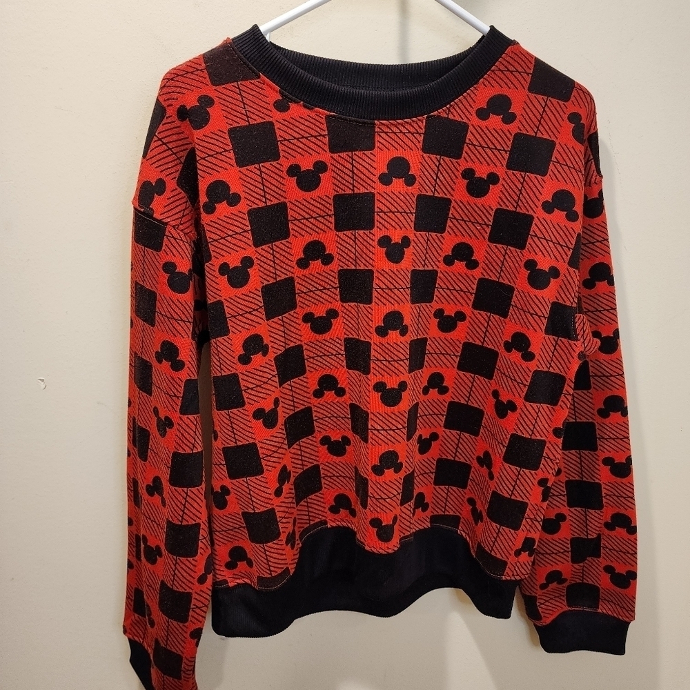 Disney Red and black Mickey Mouse crew neck Sweater size M